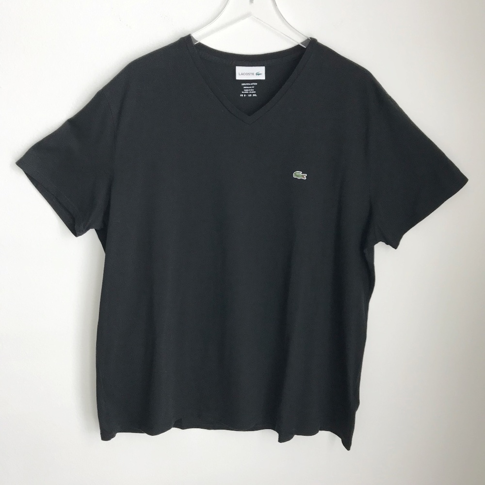 Lacoste Men's Pima Cotton V-Neck T-Shirt Size 3XL Black